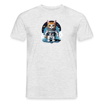 Katze Astronaut Weltall Katzenliebe Geschenk - Männer T-Shirt - Grau meliert - Vorne - AI Model Male 178 dark (178cm)