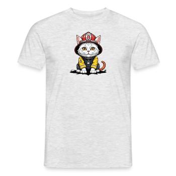 Chat Pompiers Chat Amour Chat Amoureux des Chats - T-shirt homme - gris chiné - Devant - AI Model Male 178 dark (178cm)