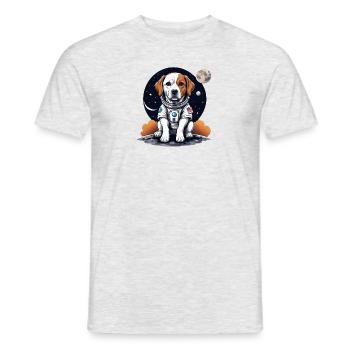 Hund Astronaut Dog Weltall Hundeliebe Geschenk - Männer T-Shirt - Grau meliert - Vorne - AI Model Male 178 dark (178cm)