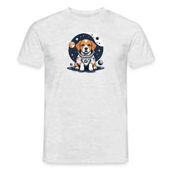 Hund Astronaut Dog Weltall Hundeliebe Geschenk - Männer T-Shirt - Grau meliert - Vorne - AI Model Male 178 dark (178cm)