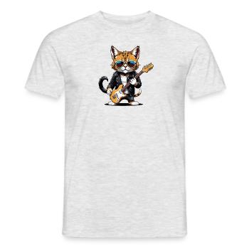 Cat Rocker Cat HardRock Gift - T-shirt homme - gris chiné - Devant - AI Model Male 178 dark (178cm)
