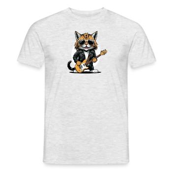 Cat Rocker Cat HardRock Gift - T-shirt homme - gris chiné - Devant - AI Model Male 178 dark (178cm)