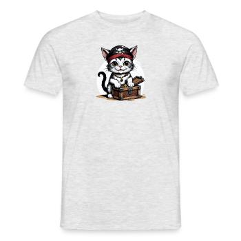 Pirate Chat Drôle Enfants Chemise Cadeau Pirate - T-shirt homme - gris chiné - Devant - AI Model Male 178 dark (178cm)