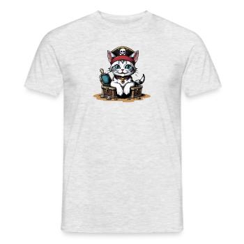 Pirate Chat Drôle Enfants Chemise Cadeau Pirate - T-shirt homme - gris chiné - Devant - AI Model Male 178 dark (178cm)