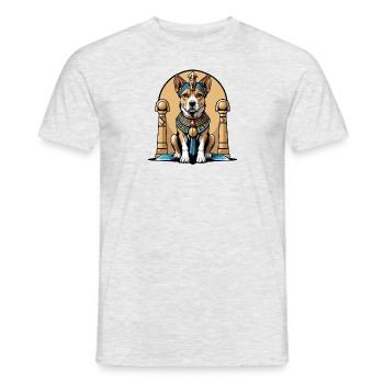 Dog Pharao Hund Ägypten Pyramide Geschenk - Männer T-Shirt - Grau meliert - Vorne - AI Model Male 178 dark (178cm)