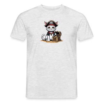 Pirate Chat Drôle Enfants Chemise Cadeau Pirate - T-shirt homme - gris chiné - Devant - AI Model Male 178 dark (178cm)