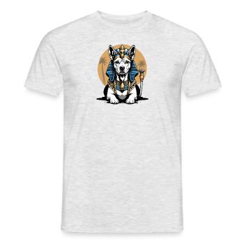 Dog Pharao Hund Ägypten Pyramide Geschenk - Männer T-Shirt - Grau meliert - Vorne - AI Model Male 178 dark (178cm)