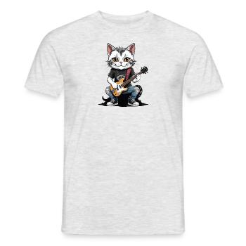 Cat Rocker Cat HardRock Gift - Men's T-Shirt - heather grey - Front - AI Model Male 178 dark (178cm)