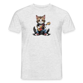 Cat Rocker Cat HardRock Gift - T-shirt homme - gris chiné - Devant - AI Model Male 178 dark (178cm)