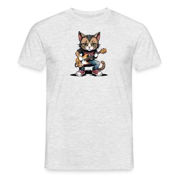 Cat Rocker Cat HardRock Gift - T-shirt homme - gris chiné - Devant - AI Model Male 178 dark (178cm)