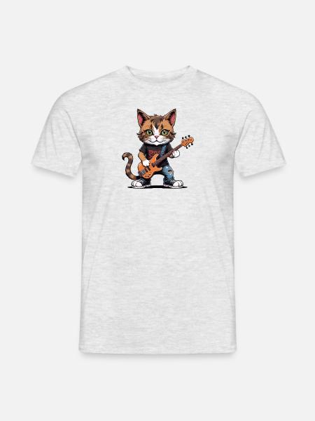 Cat Rocker Cat HardRock Gift - Men's T-Shirt - heather grey