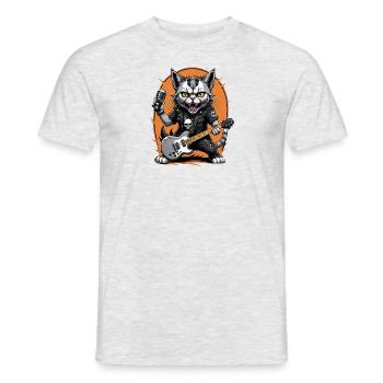 Cat Rocker Cat HardRock Gift - T-shirt homme - gris chiné - Devant - AI Model Male 178 dark (178cm)