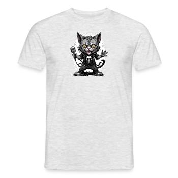 Cat Rocker Cat HardRock Gift - T-shirt homme - gris chiné - Devant - AI Model Male 178 dark (178cm)