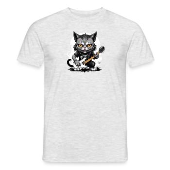 Cat Rocker Cat HardRock Gift - T-shirt homme - gris chiné - Devant - AI Model Male 178 dark (178cm)