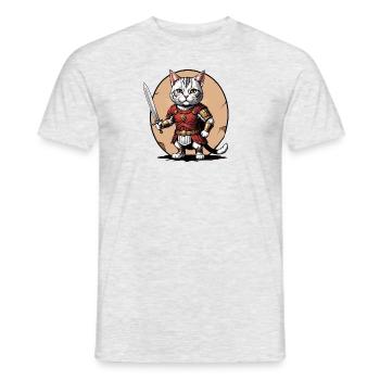 Chat Guerrier Romain Chat Cadeau - T-shirt homme - gris chiné - Devant - AI Model Male 178 dark (178cm)