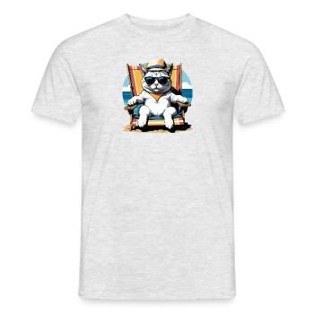 Cat Vacation Vacation Cat Vacation Hawaii Island Cat - Men's T-Shirt - heather grey - Front - AI Model Male 178 dark (178cm)