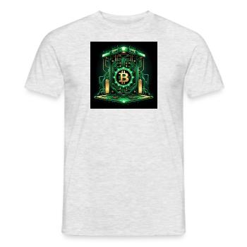 Bitcoin Krypto Crypto to the Moon Geschenk Tresor - Männer T-Shirt - Grau meliert - Vorne - AI Model Male 178 dark (178cm)
