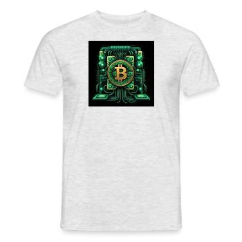 Bitcoin Krypto Crypto to the Moon Geschenk Tresor - Männer T-Shirt - Grau meliert - Vorne - AI Model Male 178 dark (178cm)