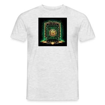Bitcoin Krypto Crypto to the Moon Geschenk Tresor - Männer T-Shirt - Grau meliert - Vorne - AI Model Male 178 dark (178cm)