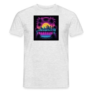 Retro City Neon Color Geschenk Gaming Retro World - Männer T-Shirt - Grau meliert - Vorne - AI Model Male 178 dark (178cm)