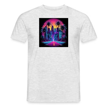 Retro City Neon Color Geschenk Gaming Retro World - Männer T-Shirt - Grau meliert - Vorne - AI Model Male 178 dark (178cm)