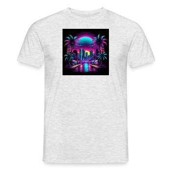 Retro City Neon Color Geschenk Gaming Retro World - Männer T-Shirt - Grau meliert - Vorne - AI Model Male 178 dark (178cm)