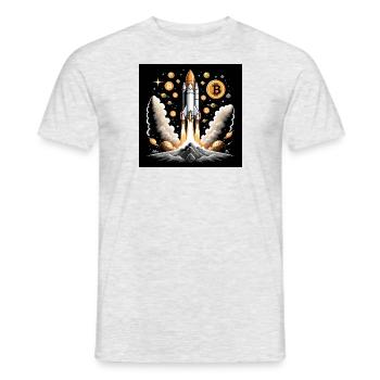 Bitcoin Crypto Crypto to the Moon Gift Rocket - Men's T-Shirt - heather grey - Front - AI Model Male 178 dark (178cm)