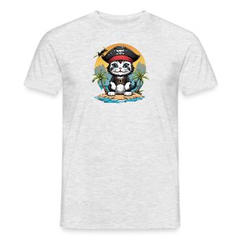 Pirate Chat Drôle Enfants Chemise Cadeau Pirate - T-shirt homme - gris chiné - Devant - AI Model Male 178 dark (178cm)