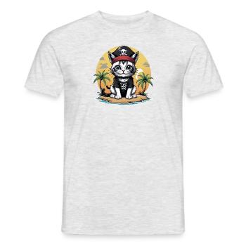 Pirate Chat Drôle Enfants Chemise Cadeau Pirate - T-shirt homme - gris chiné - Devant - AI Model Male 178 dark (178cm)