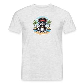 Pirate Chat Drôle Enfants Chemise Cadeau Pirate - T-shirt homme - gris chiné - Devant - AI Model Male 178 dark (178cm)