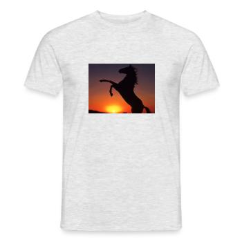 chevaux sur coucherdu soleil - T-shirt homme - gris chiné - Devant - AI Model Male 178 dark (178cm)