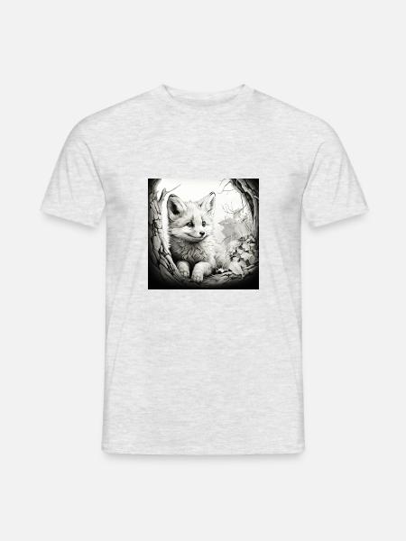 Niedlicher Fuchs - Baby Fox - Männer T-Shirt - Grau meliert