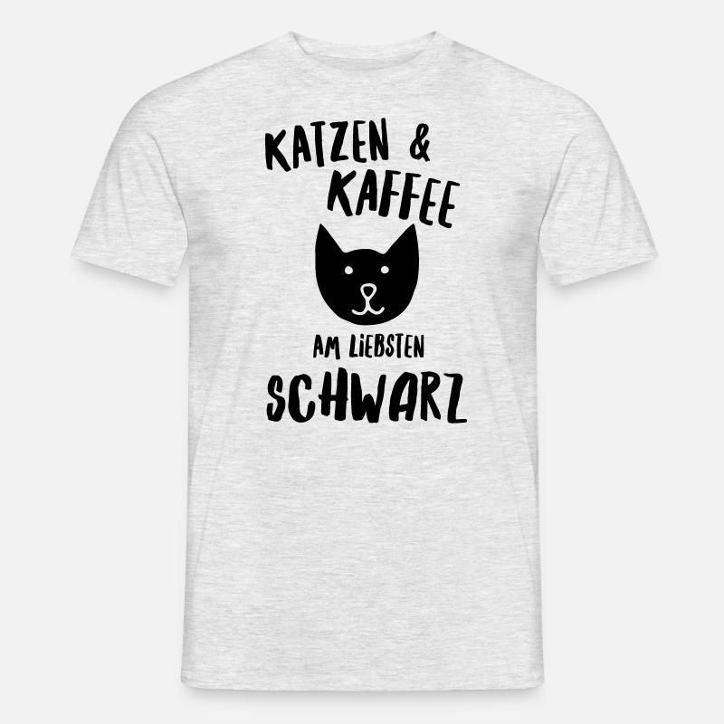 Katzen und Kaffee schwarz - Männer T-Shirt - Grau meliert
