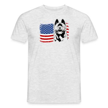 Drapeau américain AKITA America Wilsigns - T-shirt homme - gris chiné - Devant - AI Model Male 178 dark (178cm)