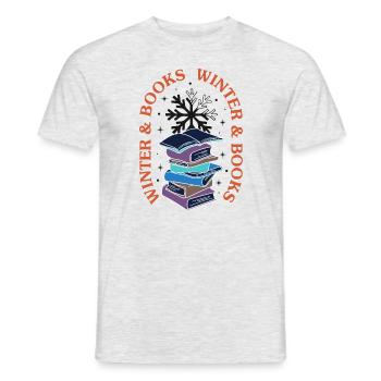 La saison hivernale et la lecture de livres Cozy - T-shirt homme - gris chiné - Devant - AI Model Male 178 dark (178cm)