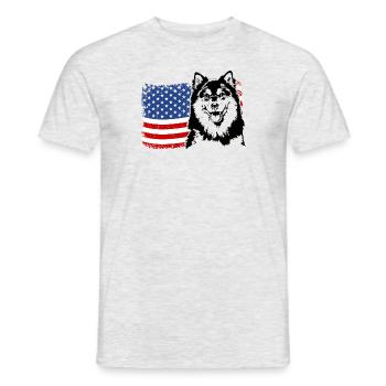 Finnischer Lapphund Amerika Fahne Hunde Wilsigns - Männer T-Shirt - Grau meliert - Vorne - AI Model Male 178 dark (178cm)