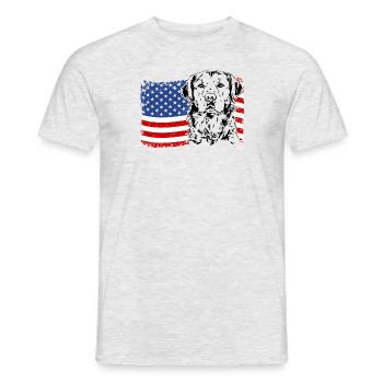 Golden Retriever America Flag Dogs Wilsigns - Men's T-Shirt - heather grey - Front - AI Model Male 178 dark (178cm)