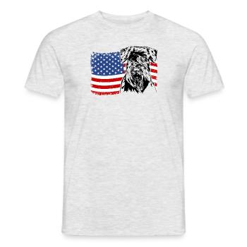 Schnauzer America Flag Dog Dogs Wilsigns - Men's T-Shirt - heather grey - Front - AI Model Male 178 dark (178cm)