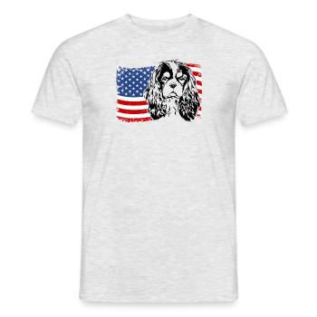 Cavalier King Charles Spaniel America Flag Dogs - Men's T-Shirt - heather grey - Front - AI Model Male 178 dark (178cm)
