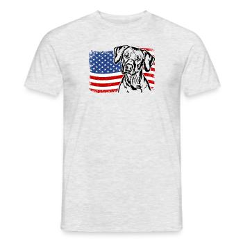 Rhodesian Ridgeback America Flag Dogs Wilsigns - T-shirt homme - gris chiné - Devant - AI Model Male 178 dark (178cm)
