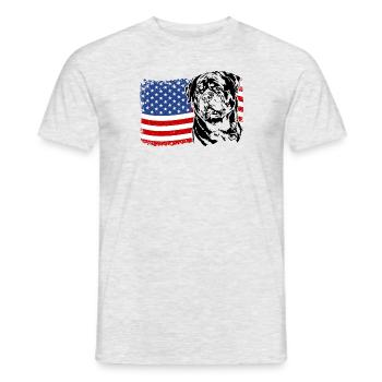 Rottweiler America Flag Dog Dogs Wilsigns - Men's T-Shirt - heather grey - Front - AI Model Male 178 dark (178cm)