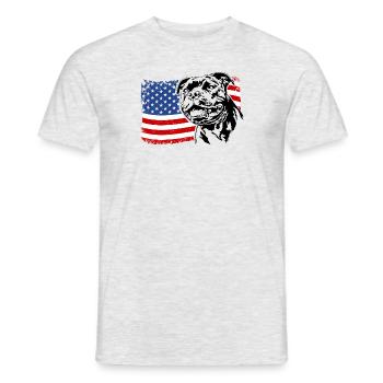 Staffordshire Bull Terrier America Flag Dogs - Men's T-Shirt - heather grey - Front - AI Model Male 178 dark (178cm)