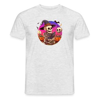 Mr. Bone Spooky Halloween 3 - Men's T-Shirt - heather grey - Front - AI Model Male 178 dark (178cm)
