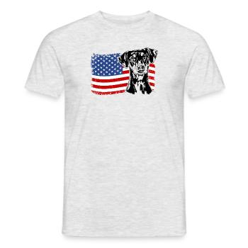 Deutscher Pinscher Amerika Fahne Hunde Wilsigns - Männer T-Shirt - Grau meliert - Vorne - AI Model Male 178 dark (178cm)