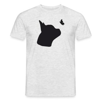 Französische Bulldogge mit Schmetterling - Männer T-Shirt - Grau meliert - Vorne - AI Model Male 178 dark (178cm)