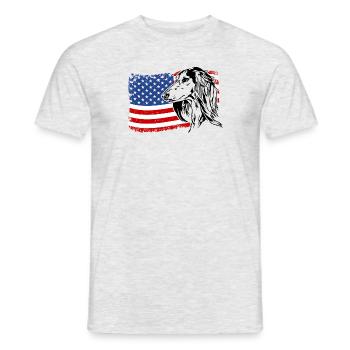Saluki America Flag Dog Dogs Wilsigns - Men's T-Shirt - heather grey - Front - AI Model Male 178 dark (178cm)