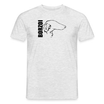 BORZOI Profil Hunde Hund Wilsigns - Männer T-Shirt - Grau meliert - Vorne - AI Model Male 178 dark (178cm)