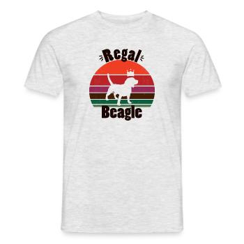 Regal Beagle mit Retro Sonnenuntergang - Männer T-Shirt - Grau meliert - Vorne - AI Model Male 178 dark (178cm)