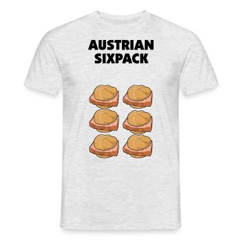 Austrian Sixpack - Sechsertragerl Leberkäse - Männer T-Shirt - Grau meliert - Vorne - AI Model Male 178 dark (178cm)
