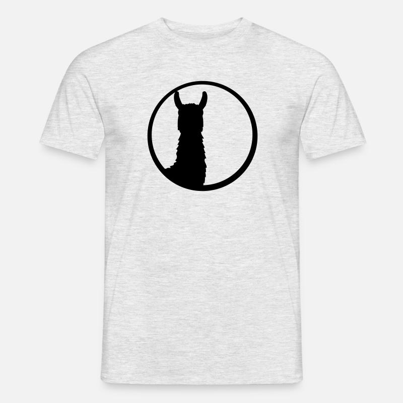 schwarz button logo rund kreis silhouette umriss l - Männer T-Shirt - Grau meliert